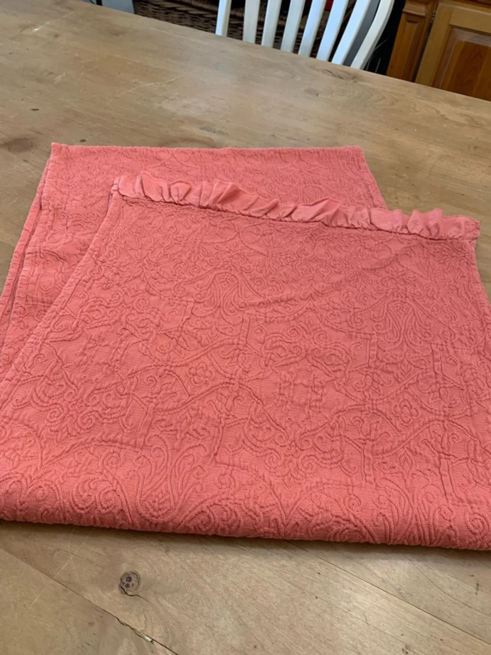 Boho Salmon Colored Table Runner - 90” X 20”